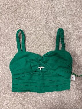 Green Crop top tie front